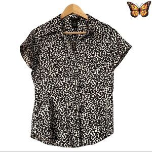 BCBGMAXAZRIA Short Sleeve Polka Dot Blouse Size Medium